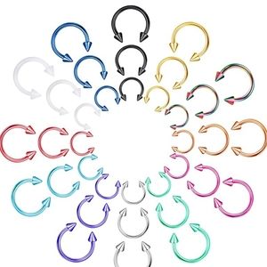 NEW 36Pcs Surgical Steel 16G Septum Ring Horseshoe Nose Rings Hoops
